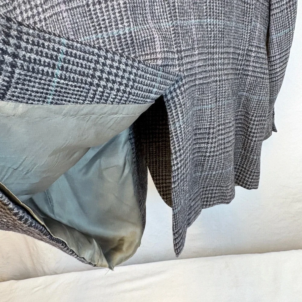 Vtg Polo University Club Ralph Lauren Wool Houndstooth Plaid Blazer Grey 42 USA